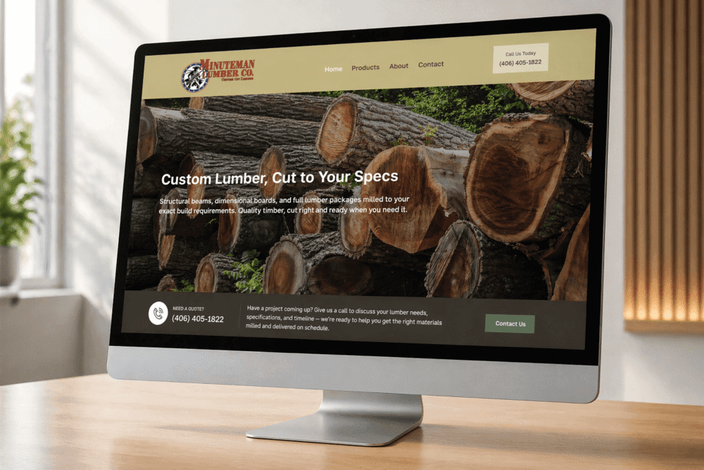 Minuteman Lumber Co. website built by Twilight I.T.